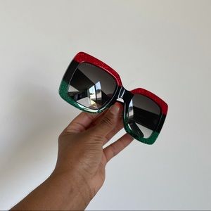 Gucci Glittered Oversized Square Sunglasses